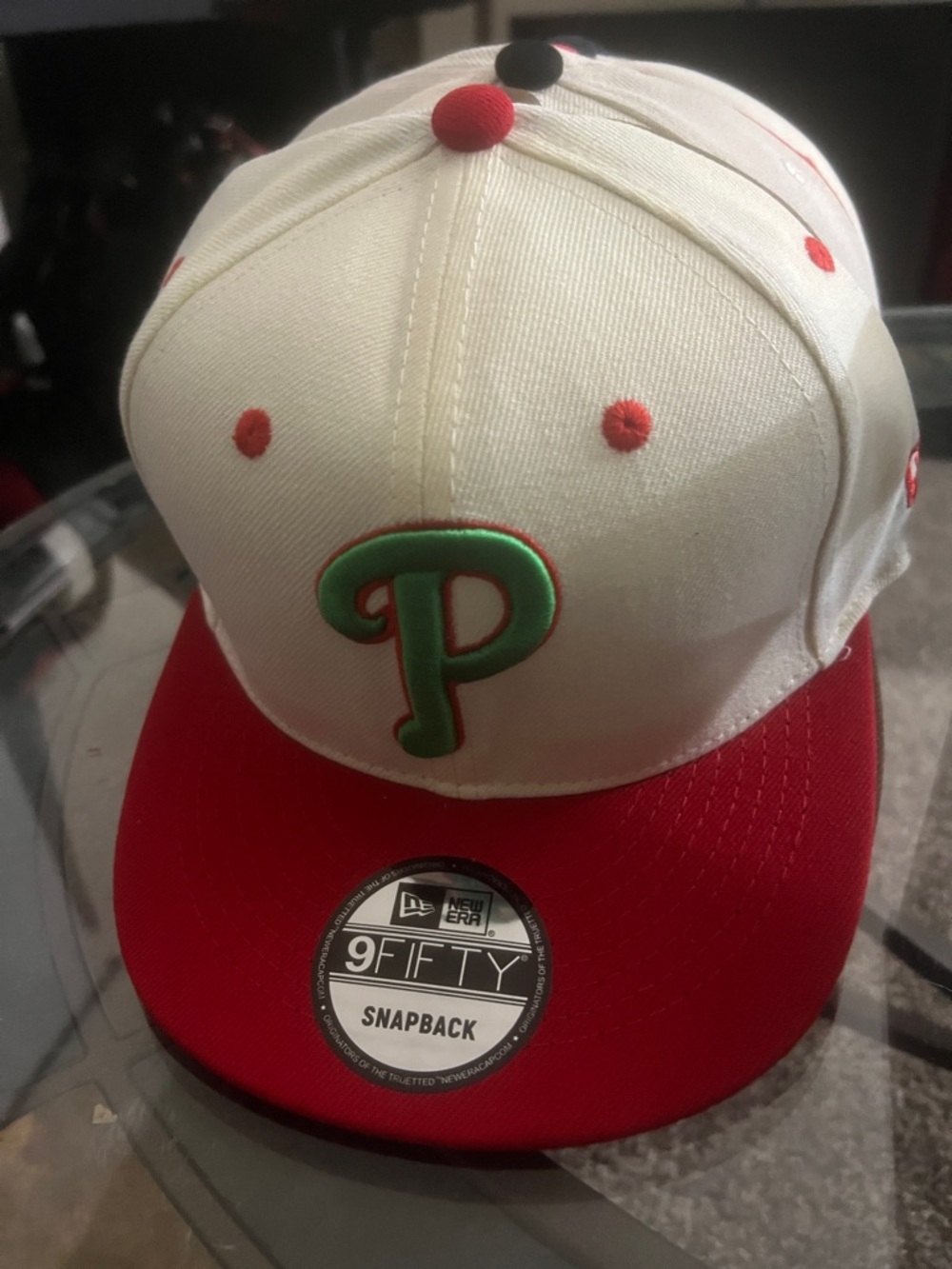 New Era White, Red & Green Phillies Snapback Hat